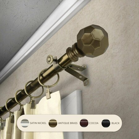 CENTRAL DESIGN 0.8125 in. Remi Curtain Rod with 66 to 120 in. Extension, Antique Brass 4890-664